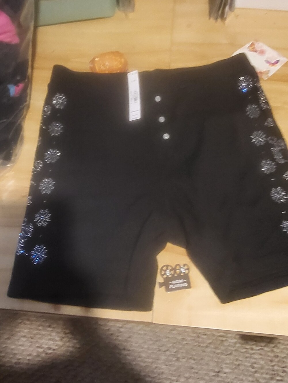PINK Black Women’s Shorts with Rhinestone Accent